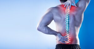 This image is about patient suffering from backpain 